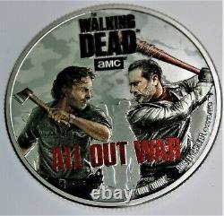 COOK ISLANDS $2 2018.999 Silver 1oz. Proof AMC The Walking Dead All Out War