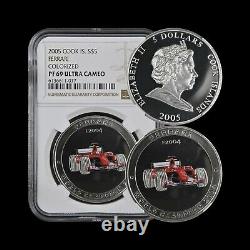 COOK ISLANDS. 2005, 5 Dollars, Silver NGC PF69 Top Pop? Ferrari F2004 JA2