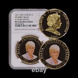 COOK ISLANDS. 2007, Dollar NGC PF69 Top Pop? Princess Diana, Washington DC