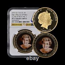 COOK ISLANDS. 2011, Dollar NGC PF69 Top Pop? Diana, Queen of Hearts No. 7