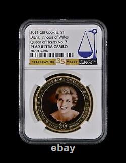 COOK ISLANDS. 2011, Dollar NGC PF69 Top Pop? Diana, Queen of Hearts No. 7