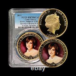 COOK ISLANDS. 2011, Dollar PCGS PR70 Top Pop? Diana, Queen of Hearts No. 1