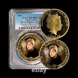 COOK ISLANDS. 2011, Dollar PCGS PR70 Top Pop? Diana, Queen of Hearts No. 5