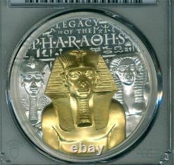 COOK ISLANDS 2022 $20 LEGACY OF THE PHARAOHS 3 OZ. Gilt SILVER HR PCGS PR-69DC
