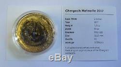Chergach Meteorite 1/2oz Pure Silver Coin Gilded Coloured $2 Cook Islands 2017