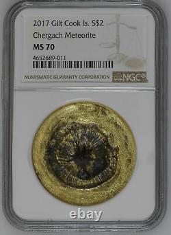 Chergach Meteorite Crater 2017 Gilt Cook Is $2.999 Silver Coin Ms 70
