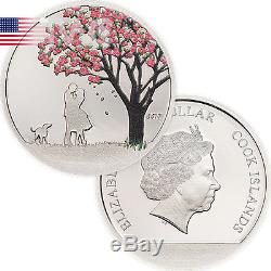 Cherry Blossom Globe Proof-like Silver Coin Cook Islands 1$ 2017