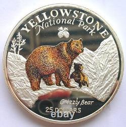 Cook 1996 Bear 25 Dollars 5oz Colour Silver Coin, Proof