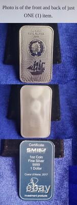 Cook Islands 1 Dollar 2017 Coin Bar 1 Oz. 999 Silver With COA 241250