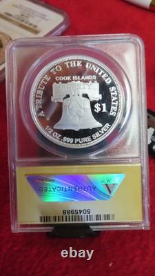 Cook Islands 1 Dollar 2017 Statue of Liberty 1/2 Oz. 999 Silver ANACS PF69