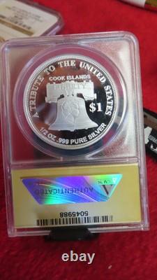 Cook Islands 1 Dollar 2017 Statue of Liberty 1/2 Oz. 999 Silver ANACS PF69