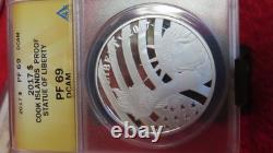 Cook Islands 1 Dollar 2017 Statue of Liberty 1/2 Oz. 999 Silver ANACS PF69