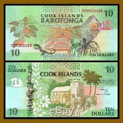 Cook Islands 10 Dollars, ND 1992 P-8 (Replacement ZZZ000088) Unc