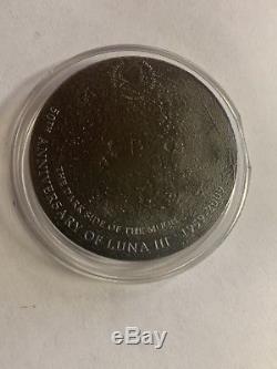 Cook Islands 1969-2009 MOON Lunar Proof Silver Coin Real Meteorite Insert C. O. A