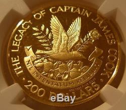 Cook Islands 1979 Gold $200 NGC PF-67UC Legacy of James Cook