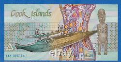 Cook Islands 1987 Matching Low Serial Set $3, $10, $20 P3a-5a, UNC Banknotes Shark