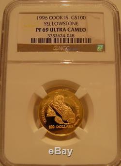 Cook Islands 1996 Gold $100 NGC PF-69UC Yellowstone