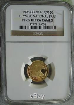 Cook Islands 1996 Gold 25 Dollars NGC PF-69 Ult. Cameo Olympic National Park