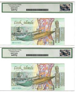 Cook Islands 2 Consecutive 1992 $3 Notes & 2 Consecutive 2021 Replacements 66PPQ