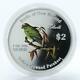 Cook Islands 2$ Kakariki Birds of New Zealand coloured proof silver coin 2005