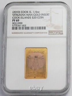 Cook Islands 20$ Silver / Gold Ngc 69 Leonardo Da Vinci Vitruvian Man 2010