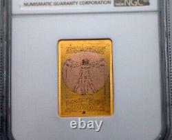 Cook Islands 20$ Silver / Gold Ngc 69 Leonardo Da Vinci Vitruvian Man 2010