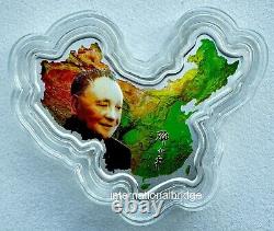 Cook Islands 2004 Leader Deng Xiaoping 100th Birthday China Map Silver Coin 1oz