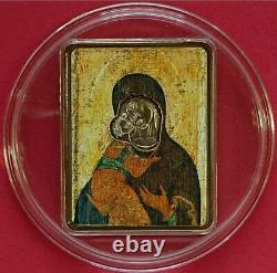 Cook Islands 2008 $5 Icon ANDREI RUBLEV's THEOTOKOS Of VLADIMIR Silver Coin