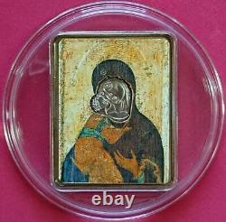 Cook Islands 2008 $5 Icon ANDREI RUBLEV's THEOTOKOS Of VLADIMIR Silver Coin