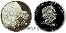 Cook Islands 2008 5$ PULTUSK METEORITE Palladium Plated Proof Silver Coin