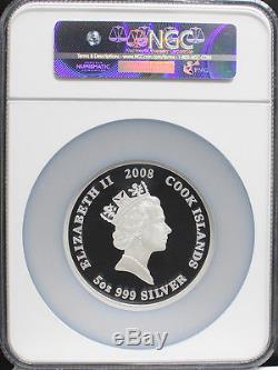 Cook Islands 2008 Snoopy 40th Anniversary in Japan 5oz Silver Coin NGC 69 RARE
