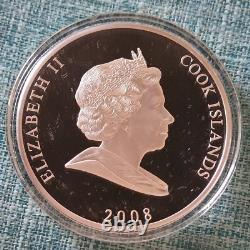Cook Islands 2008 Year of The Rat / Mouse silver 5 oz 25 dollar color box/coa
