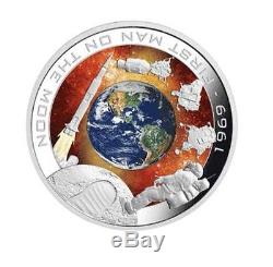 Cook Islands 2009 1$ First Man On The Moon 1969 1Oz. 999 Proof Silver Coin