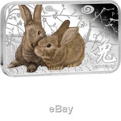 Cook Islands 2011 $1 Year Of The Rabbit 4 X 1 Oz Silver Proof Rectangle Coin Set