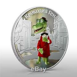 Cook Islands 2011 $5 Cartoon Cheburashka Gena the Crocodile 1 Oz Silver Coin