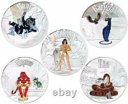 Cook Islands 2011 5 x 5$ Adventure of Mowgli Cartoon Set 5 x 1oz Silver