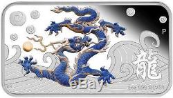Cook Islands 2012 1$ Year of the Dragon Blue Proof 1 Oz Silver Coin VERY LIMITED