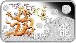 Cook Islands 2012 1$ Year of the Dragon Yellow Proof 1 Oz Silver Coin LIMITED
