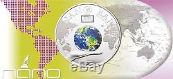 Cook Islands 2012 10$ NANO EARTH The World In Your Hand Silver Coin