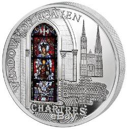 Cook Islands 2012 10$ WINDOWS HEAVEN CHARTRES NotreDame Cathedral Silver Coin