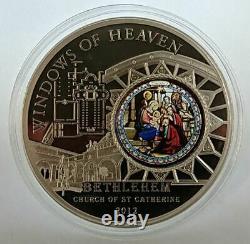 Cook Islands 2012 $10 WINDOWS OF HEAVEN St. Catherine Bethlehem 50 g Silver Coin