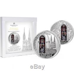 Cook Islands 2013 10 $ Windows of Heaven CHARTRES CATHEDRAL Silver Coin