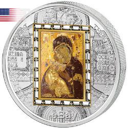 Cook Islands 2013 20$ Masterpieces Premium Virgin of Vladimir 3oz Silver Gold