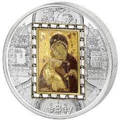 Cook Islands 2013 20$ Virgin of Vladimir Masterpieces 3 Oz Silver & Gold Coin