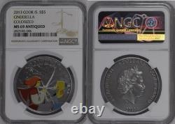 Cook Islands 2013 5$ Cinderella 1Oz Silver MS69 Antiqued only 1 higher