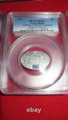 Cook Islands 2013 5$ NANO RAPHAEL ROOMS Ceilings of Heaven Silver Coin PCGS PR6