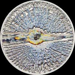 Cook Islands 2013 Chelyabinsk Meteorite Insert Russia Silver Proof $5 Coin COA