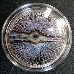 Cook Islands 2013 Chelyabinsk Meteorite Insert Russia Silver Proof Coin COA