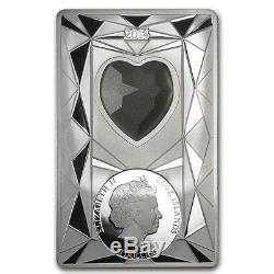 Cook Islands 2014 20$ Luxury Line III Crystal Pink Heart 100g Proof Silver Coin