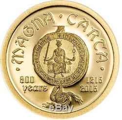 Cook Islands 2015 1$ Magna Carta 800th Anniversary. 999 Proof Gold Coin